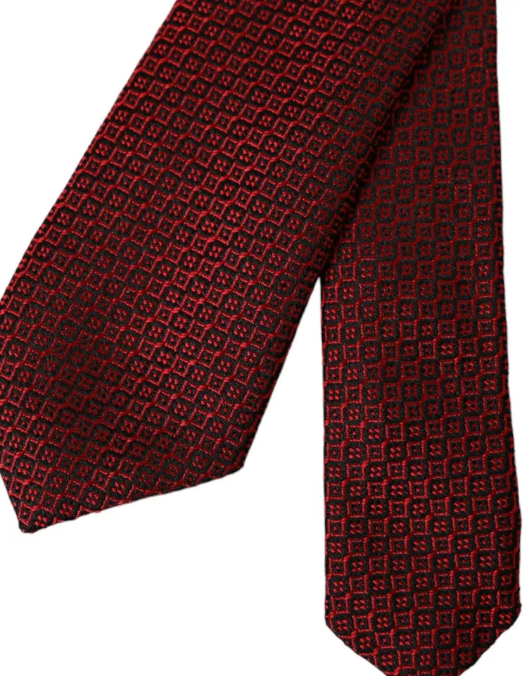 Dolce & Gabbana Red Patterned 100% Silk Adjustable Men Tie