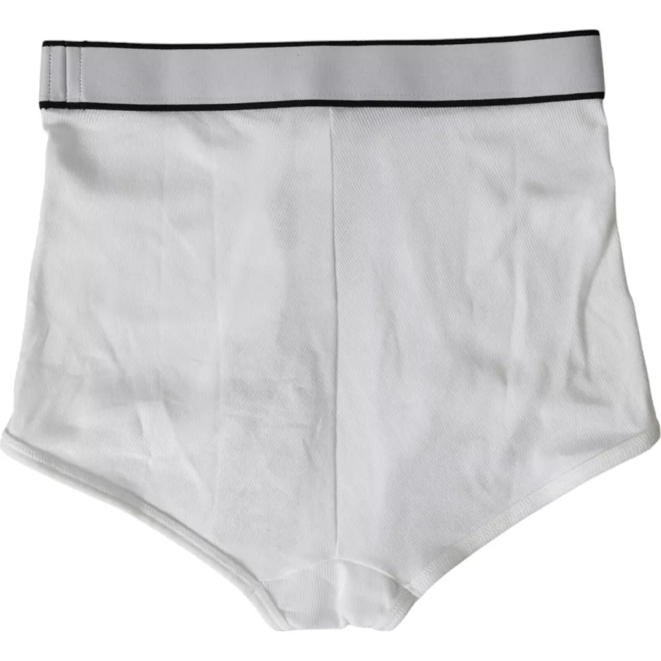 Dolce & Gabbana White Cotton Stretch Branded Logo Underwear