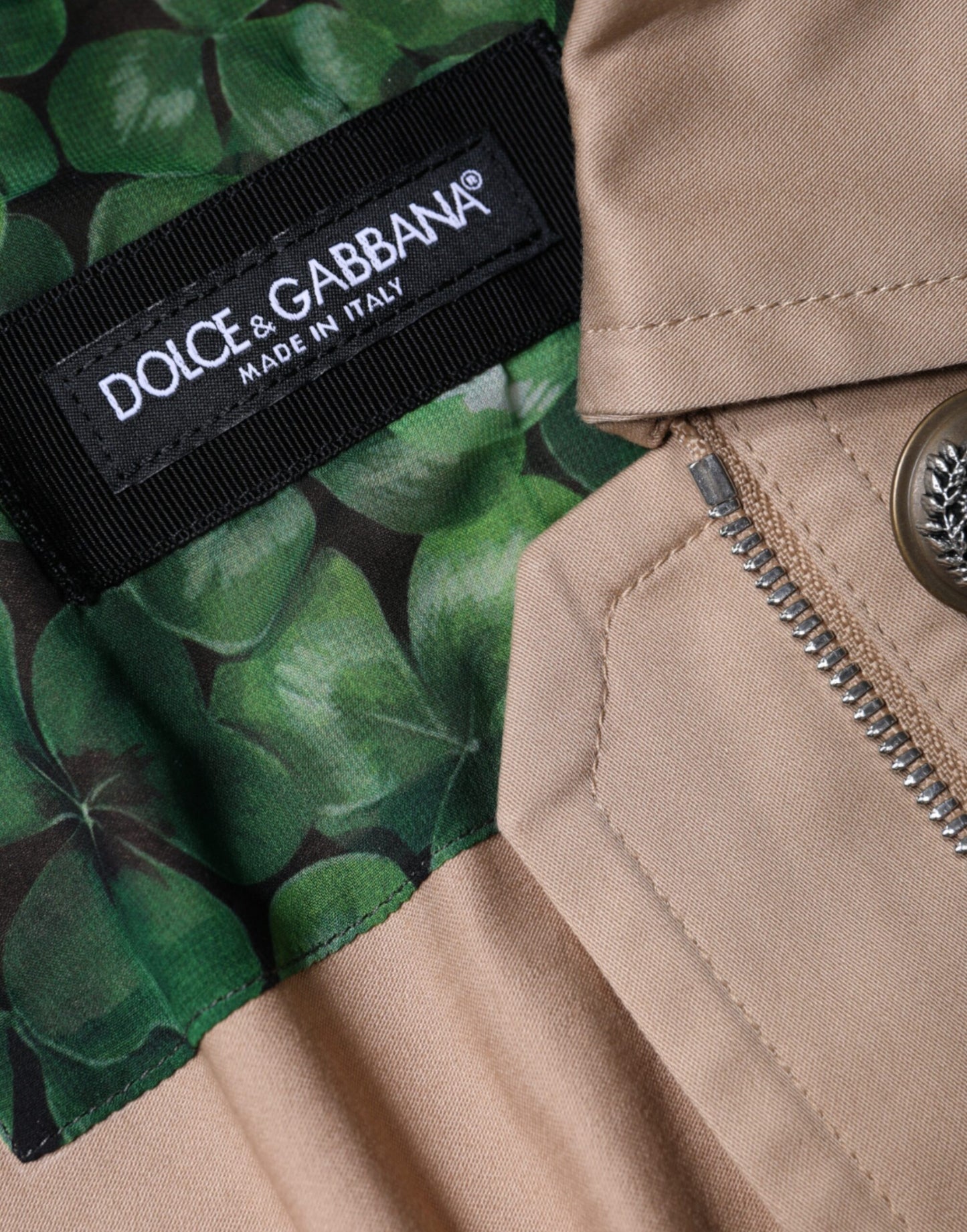 Dolce & Gabbana Beige Cotton Long Sleeve Collared Coat Jacket