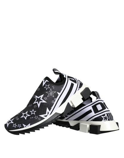 Dolce & Gabbana Black White Star Print Sorrento Sneakers Shoes