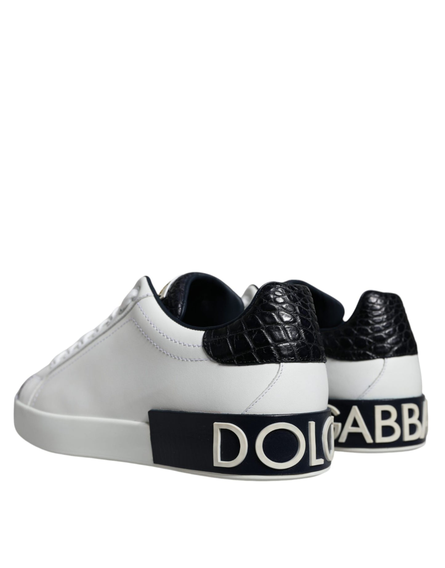 Dolce & Gabbana White Leather Logo Portofino Sneaker Shoes