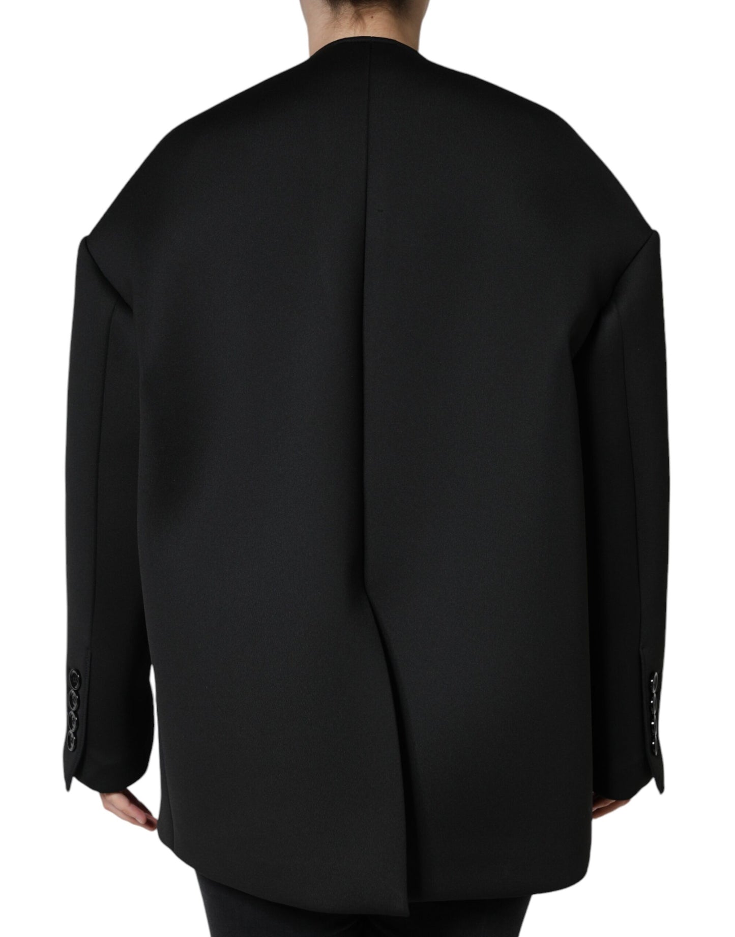 Dolce & Gabbana Black Polyester Double Breasted Coat Jacket