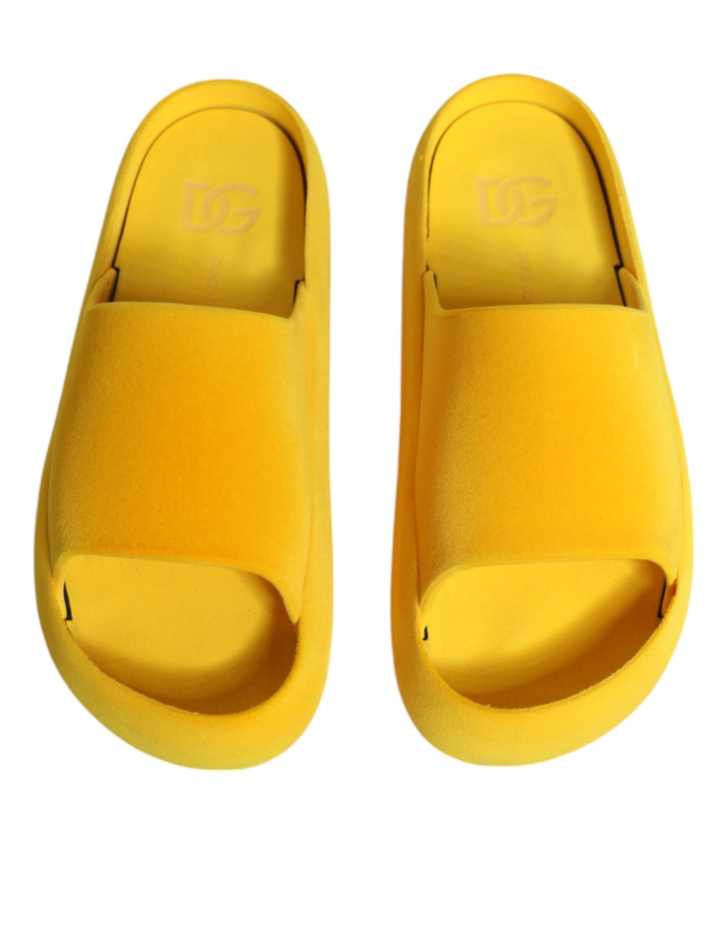 Dolce & Gabbana Yellow Rubber Slides Sandals Beachwear Shoes