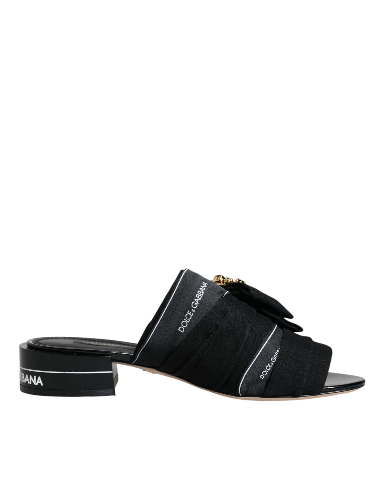 Dolce & Gabbana Black White Crystal Slides Sandals Shoes