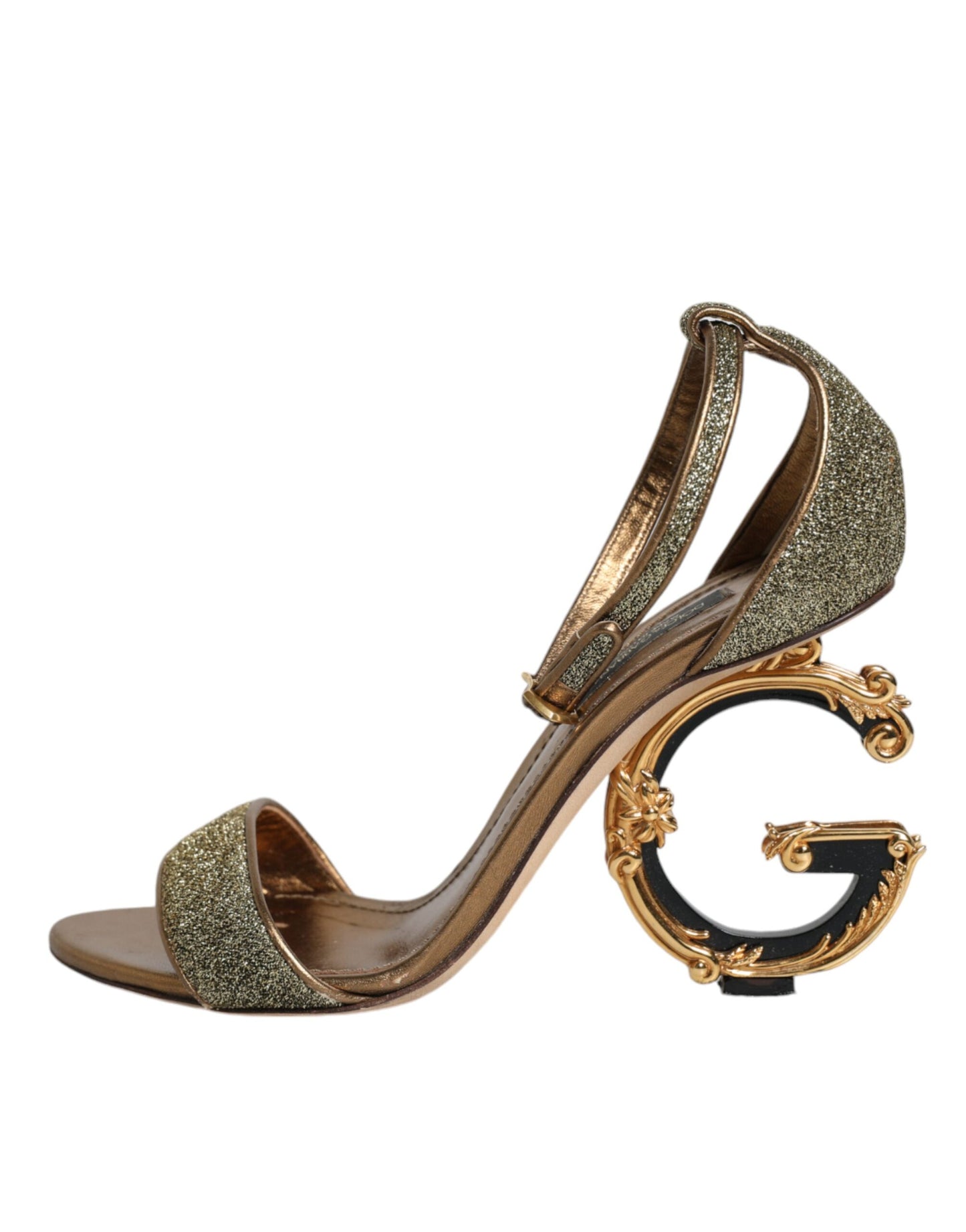 Dolce & Gabbana Gold Lurex Ankle Strap Heel Sandals Shoes