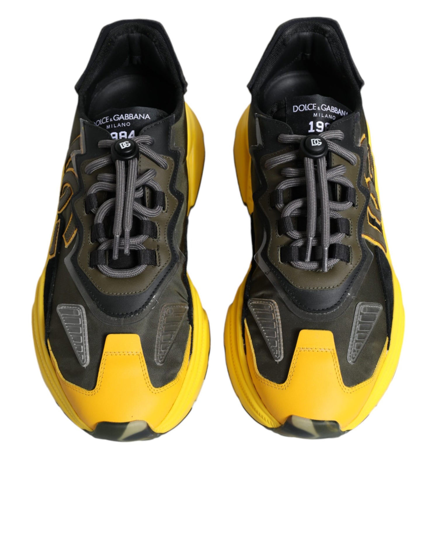 Dolce & Gabbana Black Yellow Leather Daymaster Sneakers Shoes