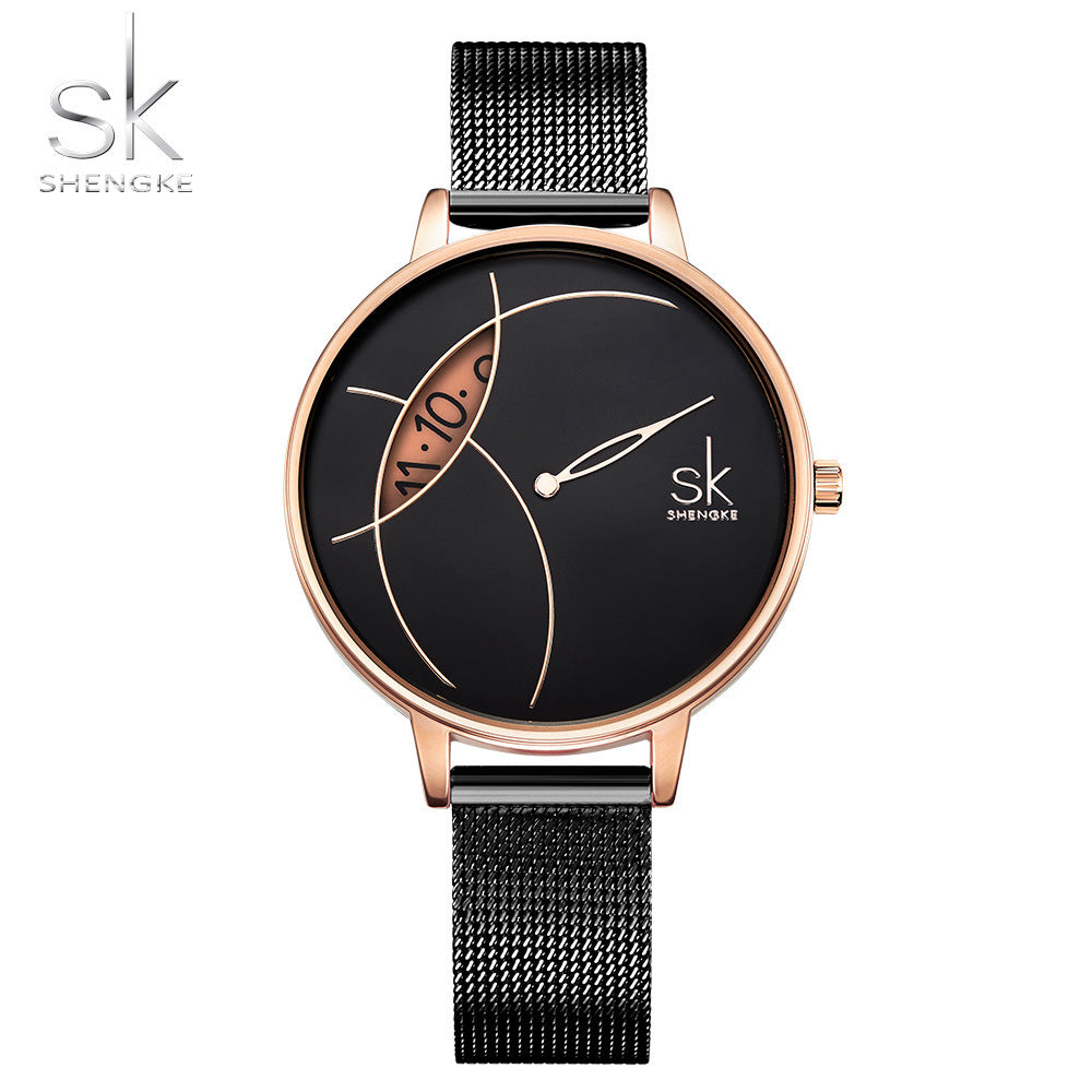 SK marque montre pour femme femmes créative bracelet en maille montre personnalisée femmes Simple montre à quartz décontractée usine en gros 0091