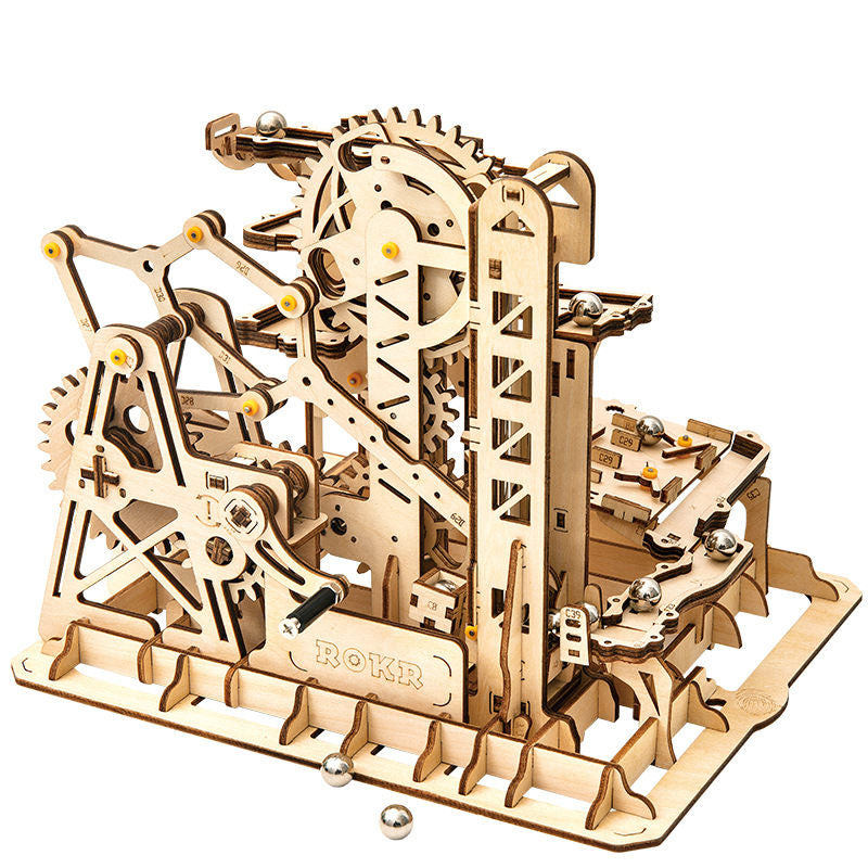 Wooden toy mechanical transmission model 3D puzzle handmade