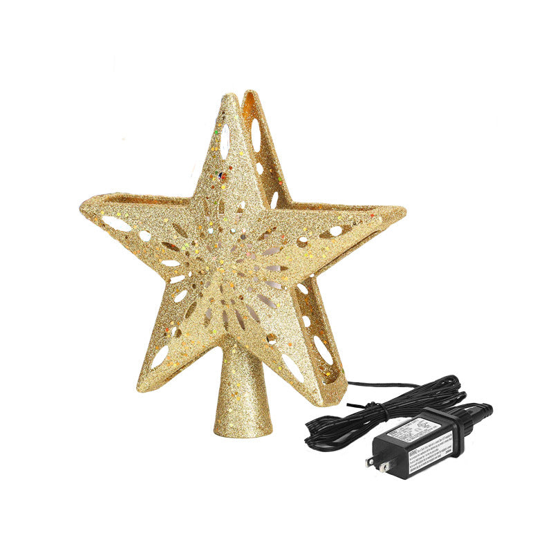 3D LED Christmas Tree Top Projection Lamp Five-pointed Star