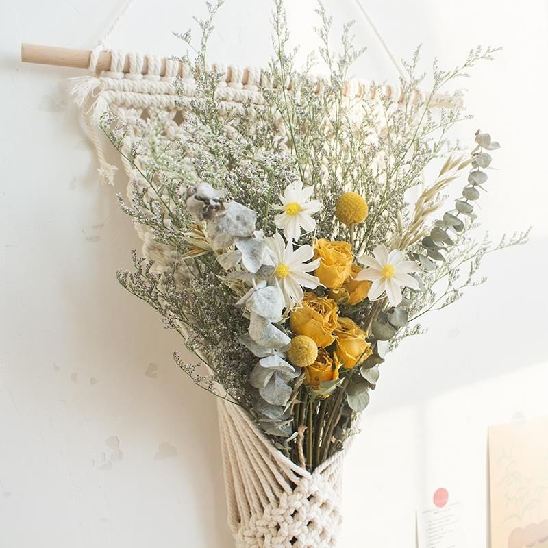 Ins Homestay Handwoven Basket of Dried Flowers