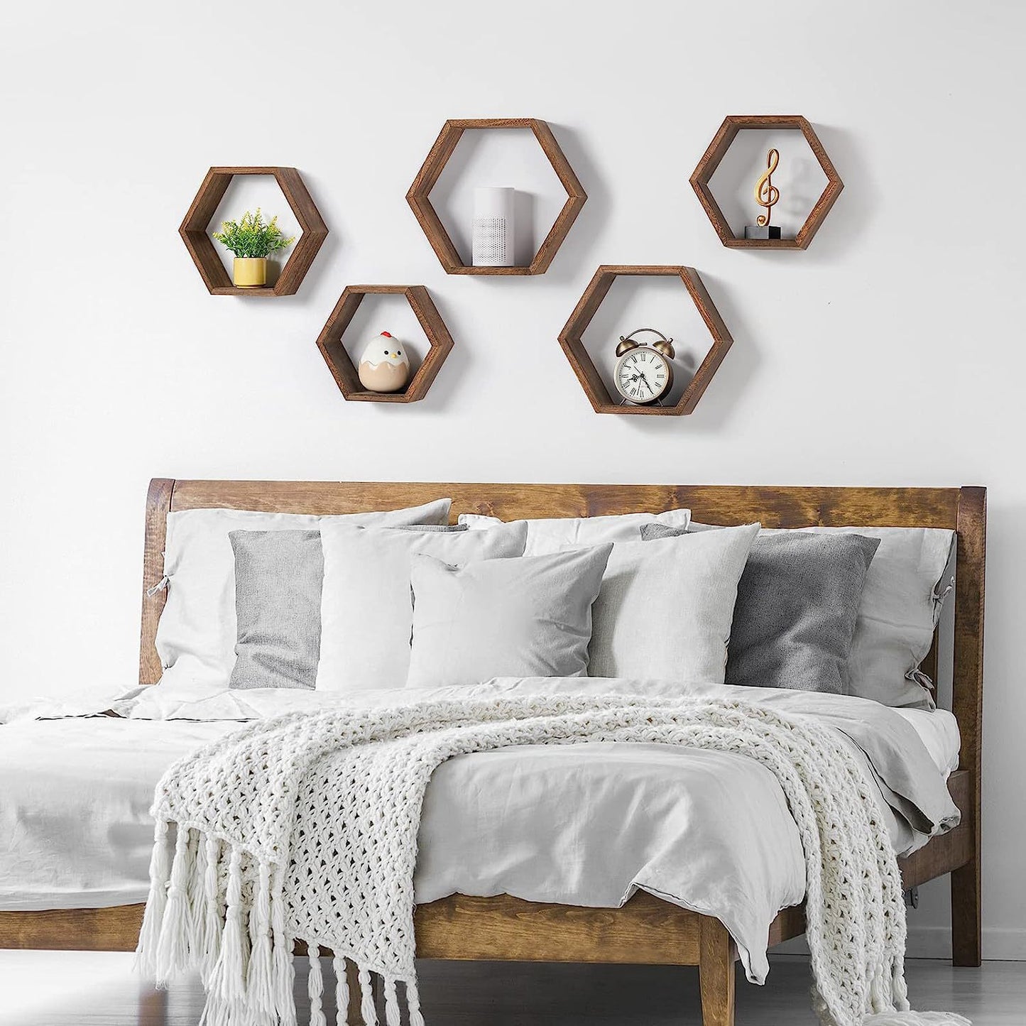 Hexagonal Wood Wall Storage Rack