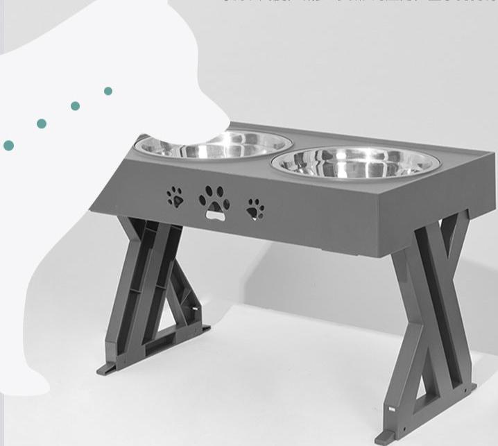 Dog Bowl, Adjustable Height, Large Capacity, Stainless Steel,