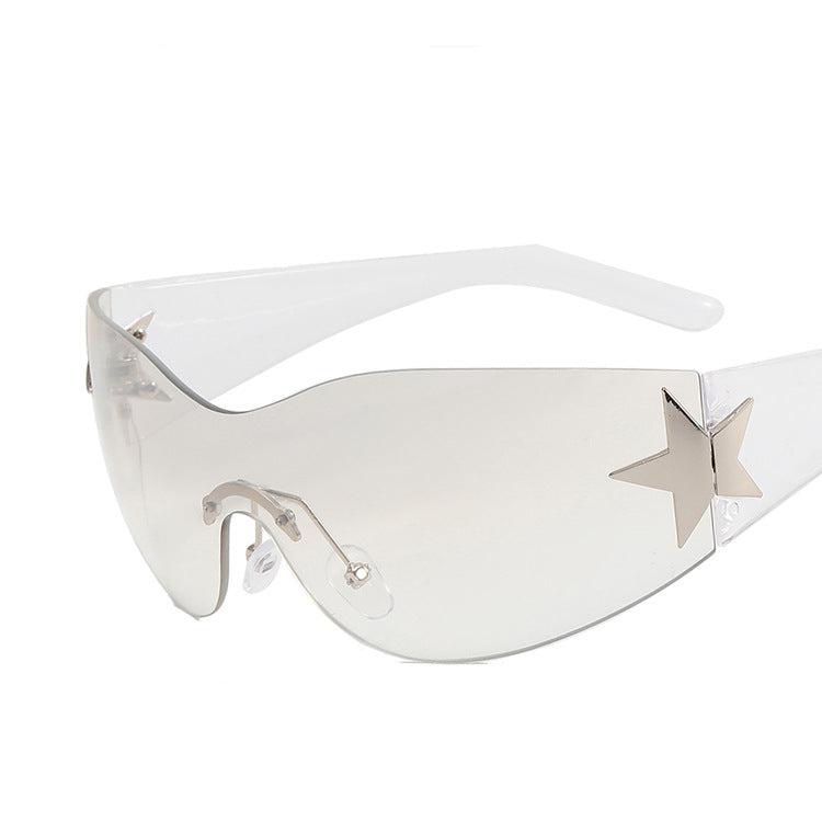 Frameless Five-pointed Star One-piece Aviator Sunglasses 2022 European And American