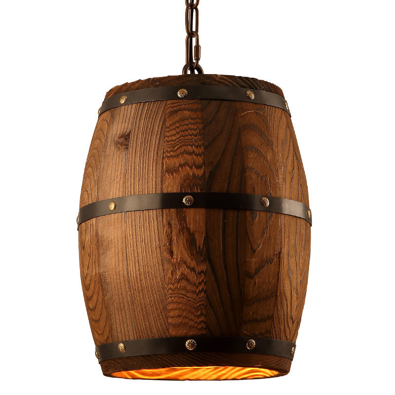 American Bar Chandelier Retro Barrel Solid Wood Lamp