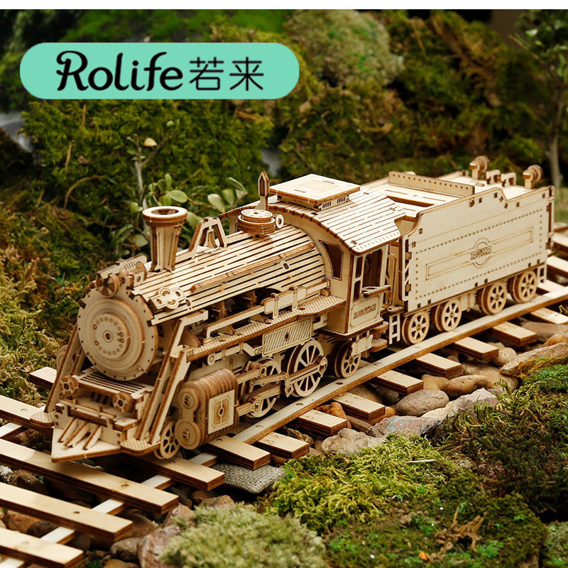 3D three-dimensional puzzle, wooden car model, steam train, truck, jeep,