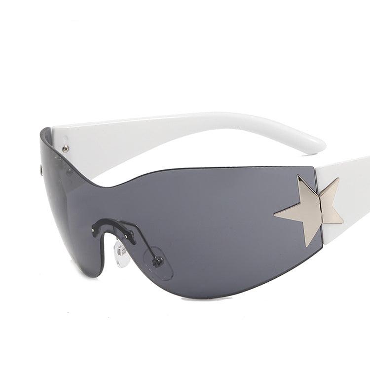 Frameless Five-pointed Star One-piece Aviator Sunglasses 2022 European And American