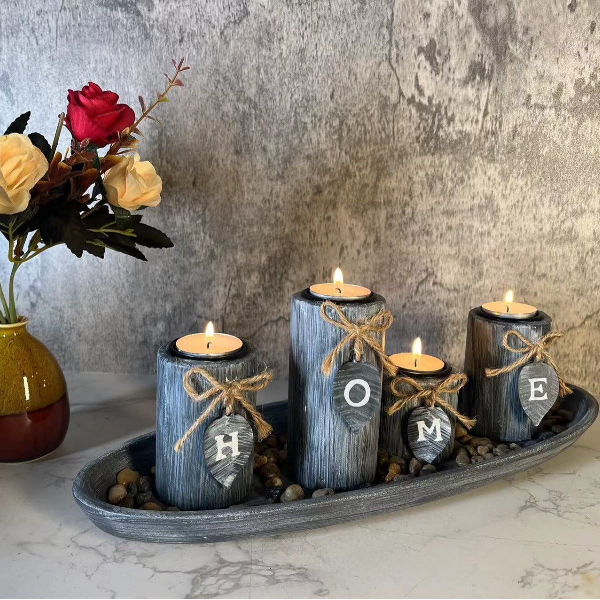 Creative wooden candle holder for home