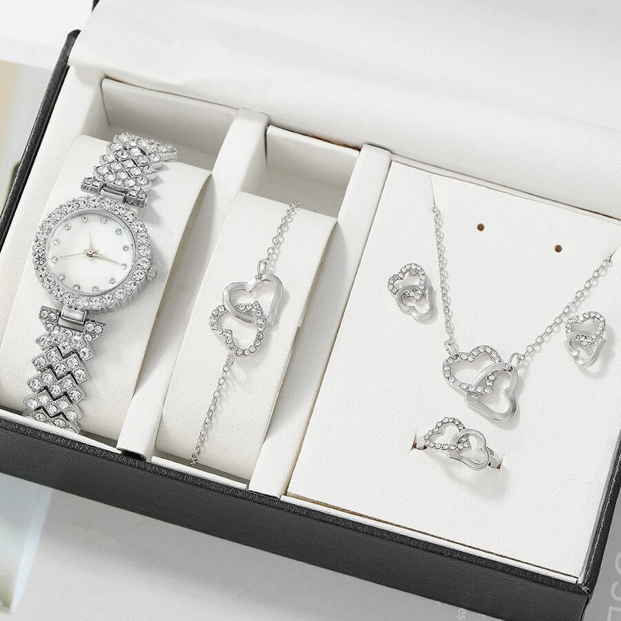 Montre en diamant pour femmes, ensemble de bijoux, explosion, bijoux en forme de cœur, strass, cadeau, nouvelle collection