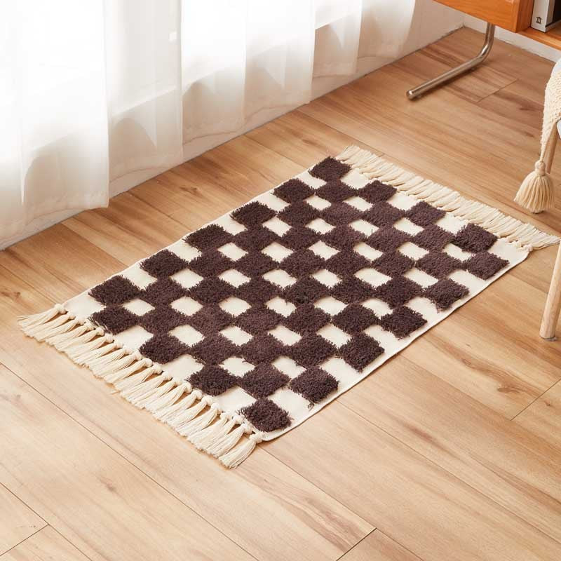 Three-dimensional cotton yarn tassel rug