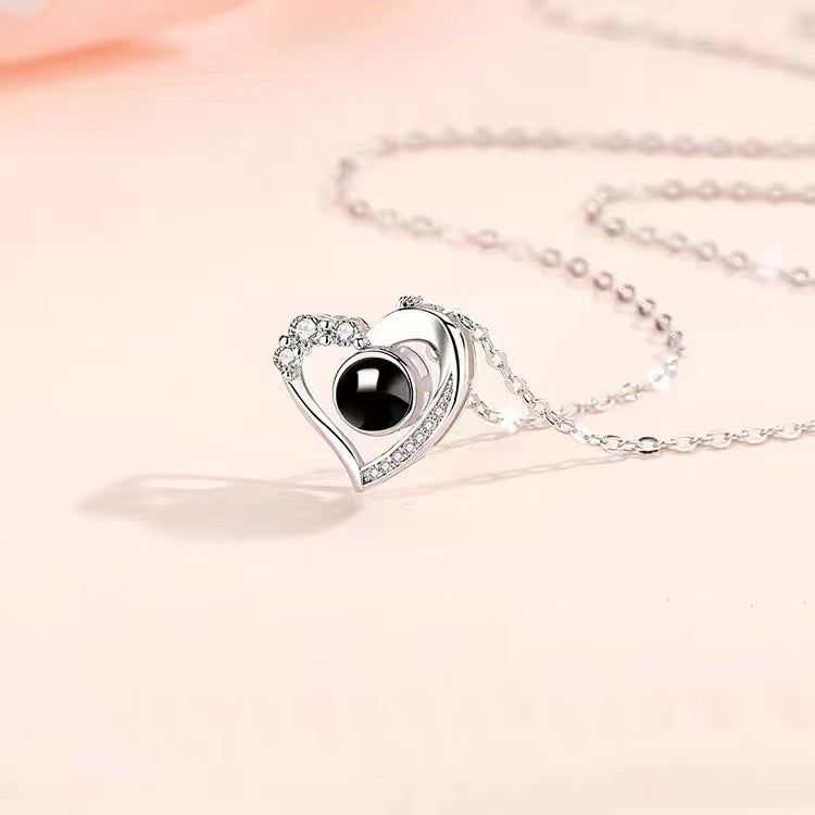 Silver Love Projection Necklace for Women