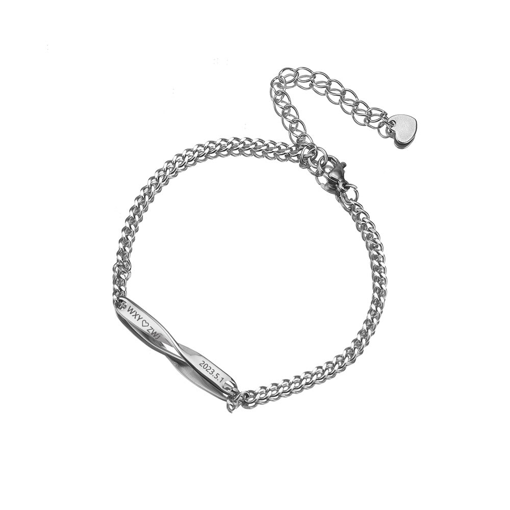 Stainless Steel Couple Engraving Bracelet