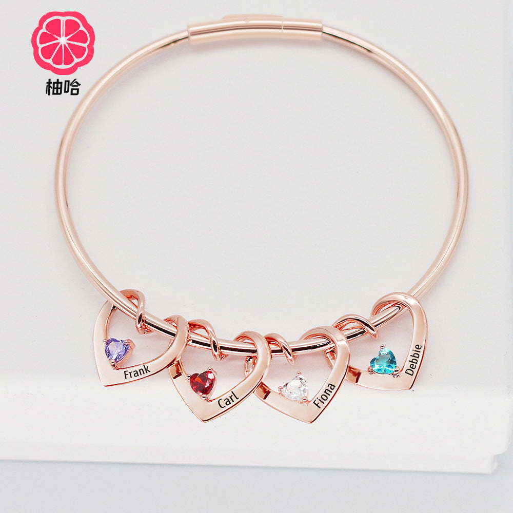 Curved Love Bracelets with 12 Colors Birthstone