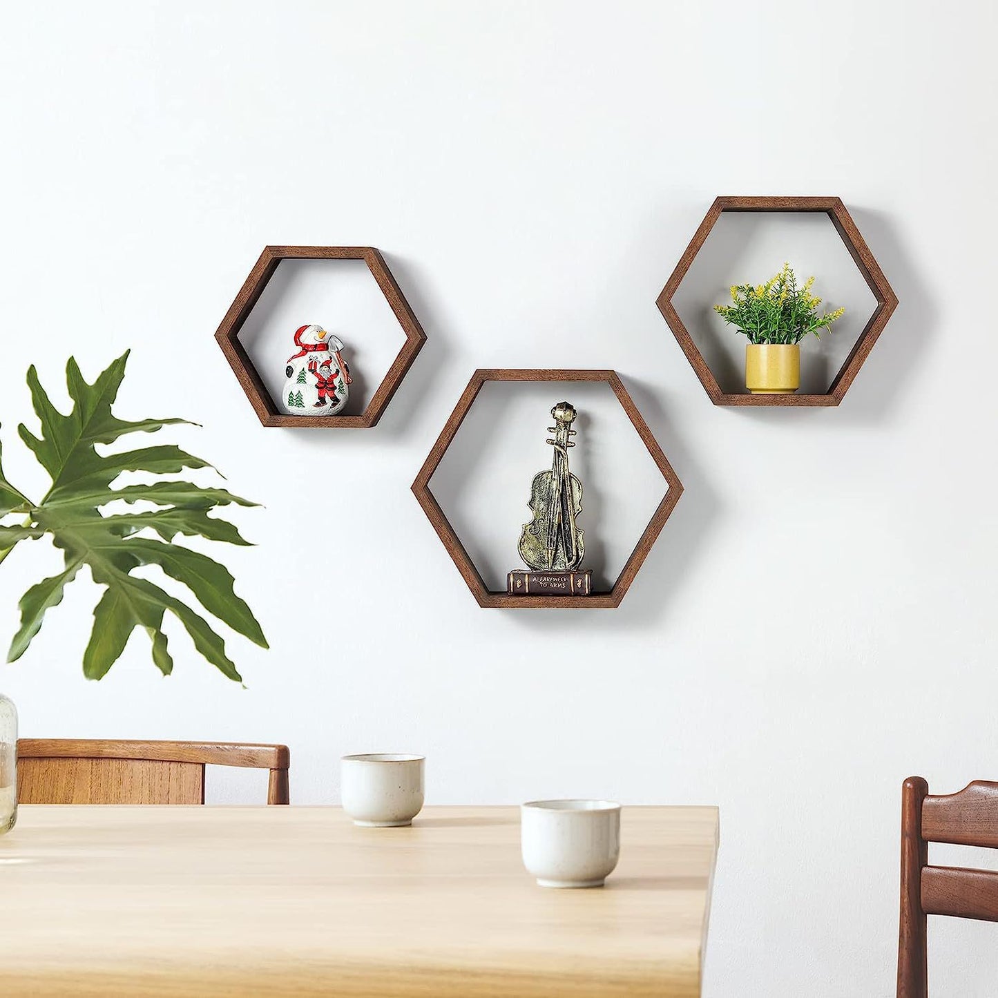 Hexagonal Wood Wall Storage Rack