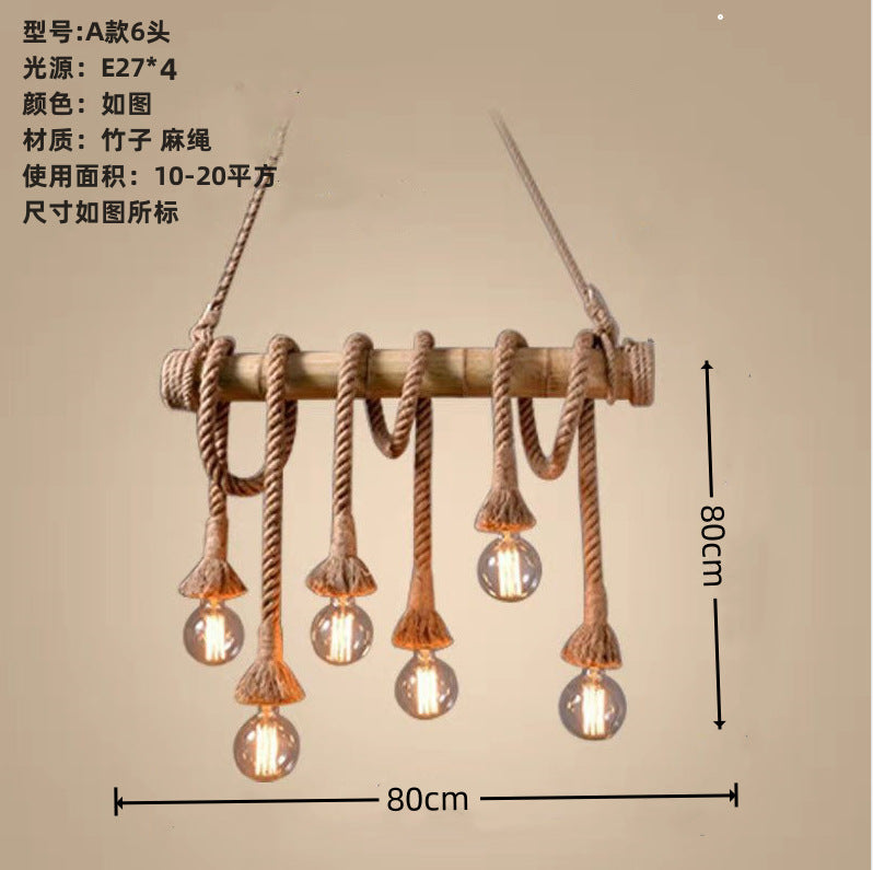 American Industrial Retro Loft Simple Creative Personality Lighting Restaurant Bar Coffee Shop Decoration Hemp Rope Chandelier