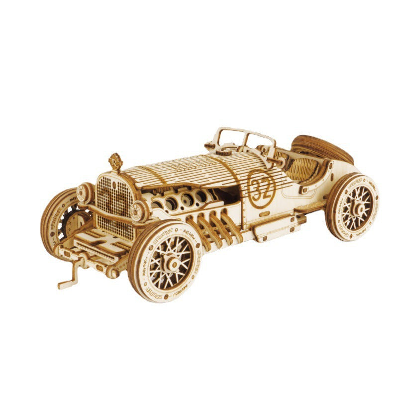 3D three-dimensional puzzle, wooden car model, steam train, truck, jeep,