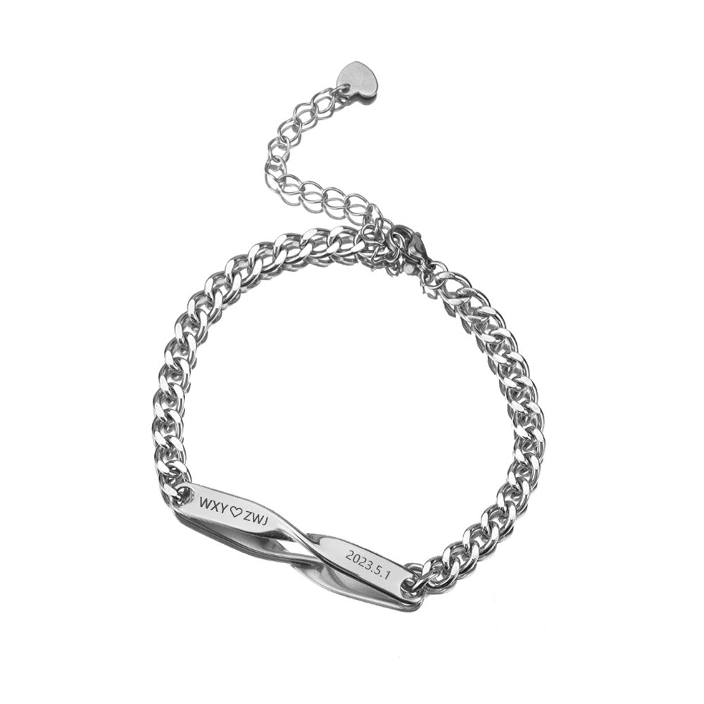 Stainless Steel Couple Engraving Bracelet