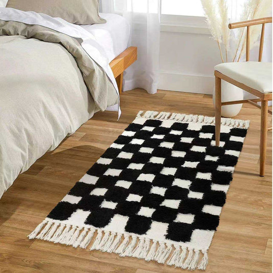 Three-dimensional cotton yarn tassel rug