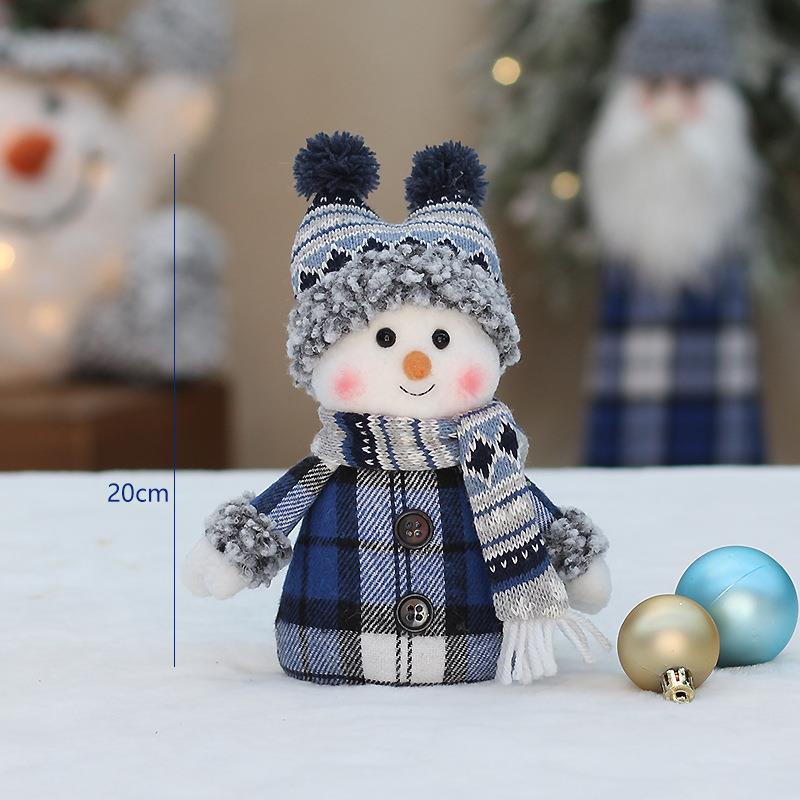 Christmas Blue Cloth Doll Ski Swing Snowman Decorative Window Ornaments