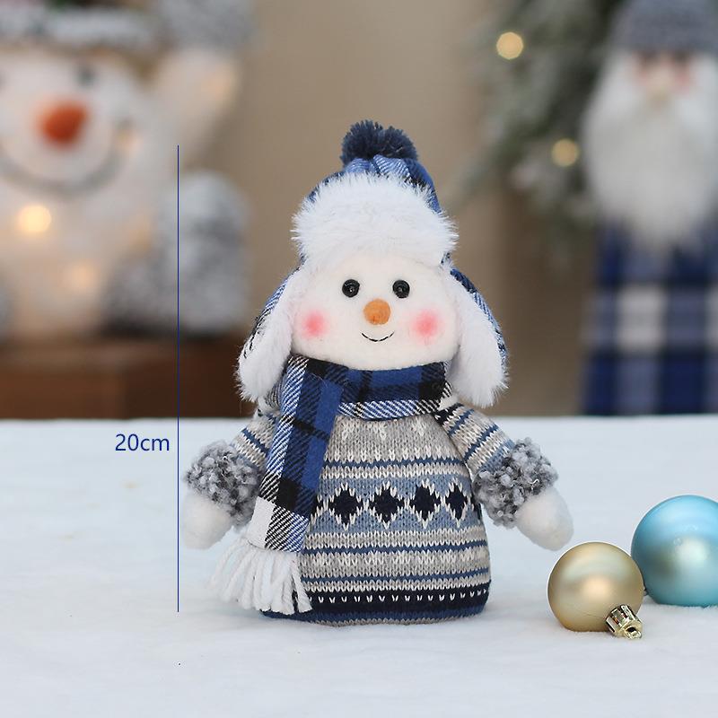 Christmas Blue Cloth Doll Ski Swing Snowman Decorative Window Ornaments