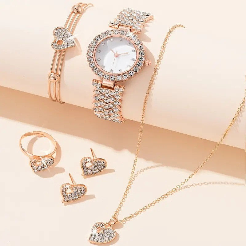 Montre en diamant pour femmes, ensemble de bijoux, explosion, bijoux en forme de cœur, strass, cadeau, nouvelle collection