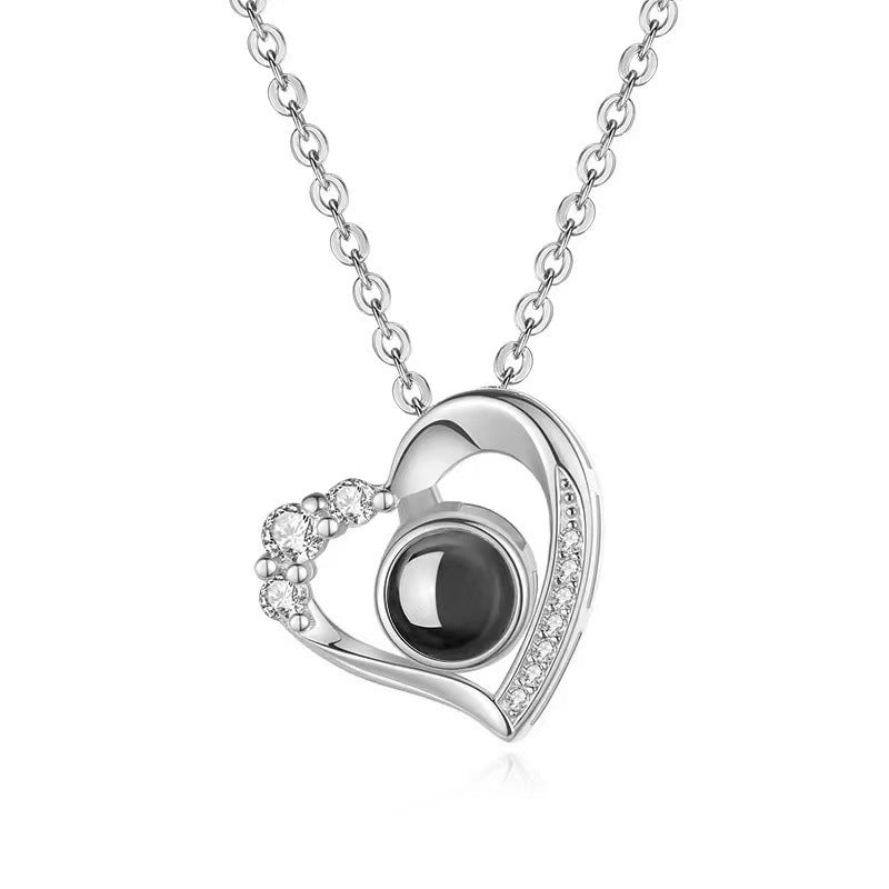 Silver Love Projection Necklace for Women