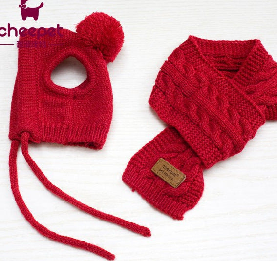 Cute knitted wool hat scarf two piece set