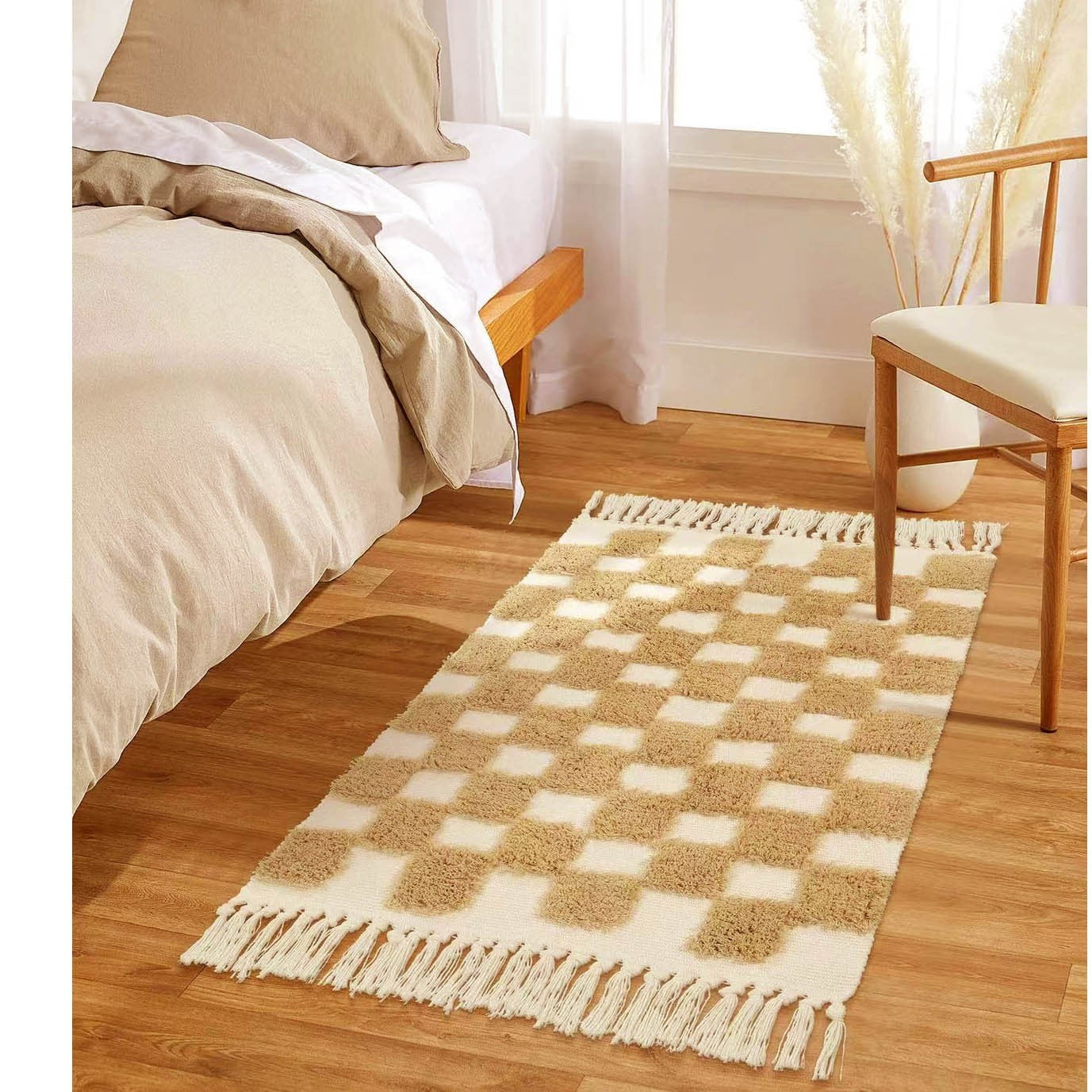 Three-dimensional cotton yarn tassel rug