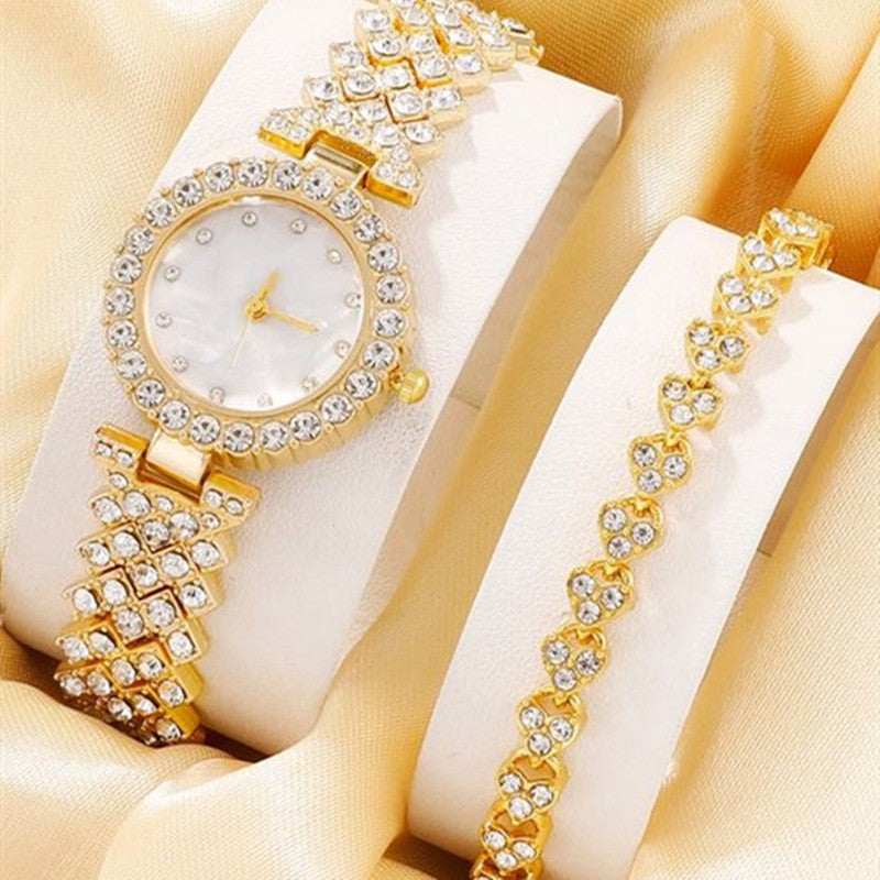 Montre en diamant pour femmes, ensemble de bijoux, explosion, bijoux en forme de cœur, strass, cadeau, nouvelle collection