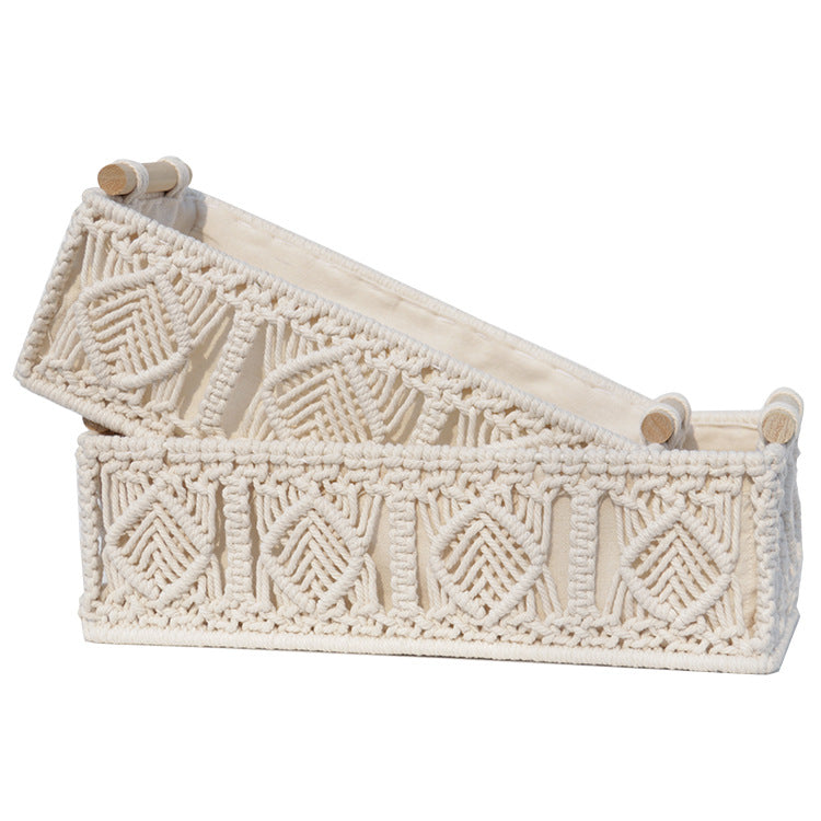 Amazon Boho Style Coton Corde Tissé Panier De Rangement Rangement Décor Boîte À Mouchoirs