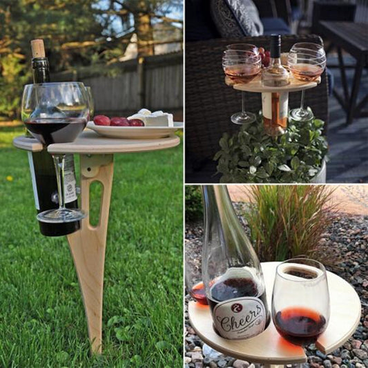 Outdoor Foldable Portable Wooden Wine Table