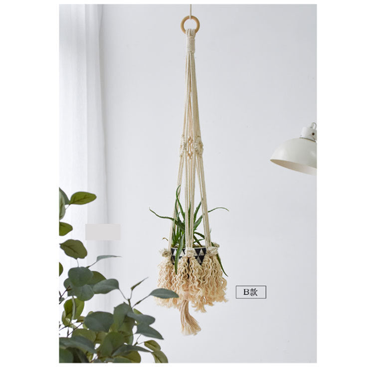 Bohemian Nordic Plant Basket Hanging Handwoven