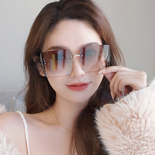 High Quality Brown Frameless Anti-UV Women's Sunglasses