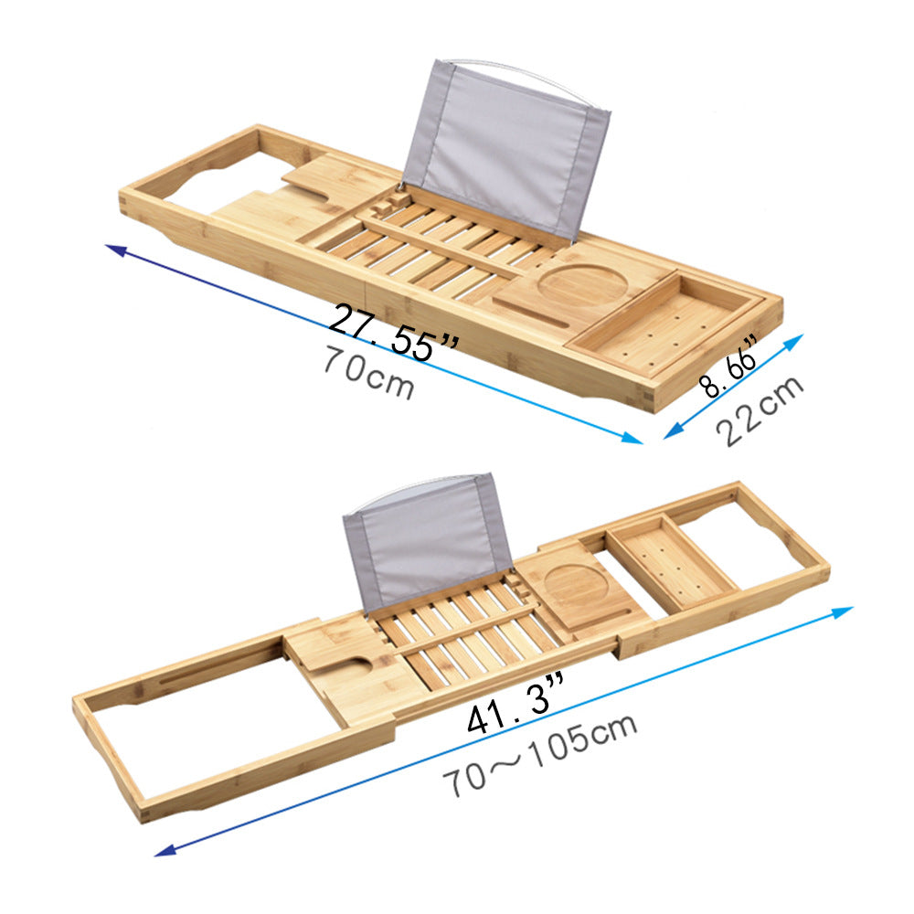 Bamboo Bathtub Rack Telescopic Storage Rack