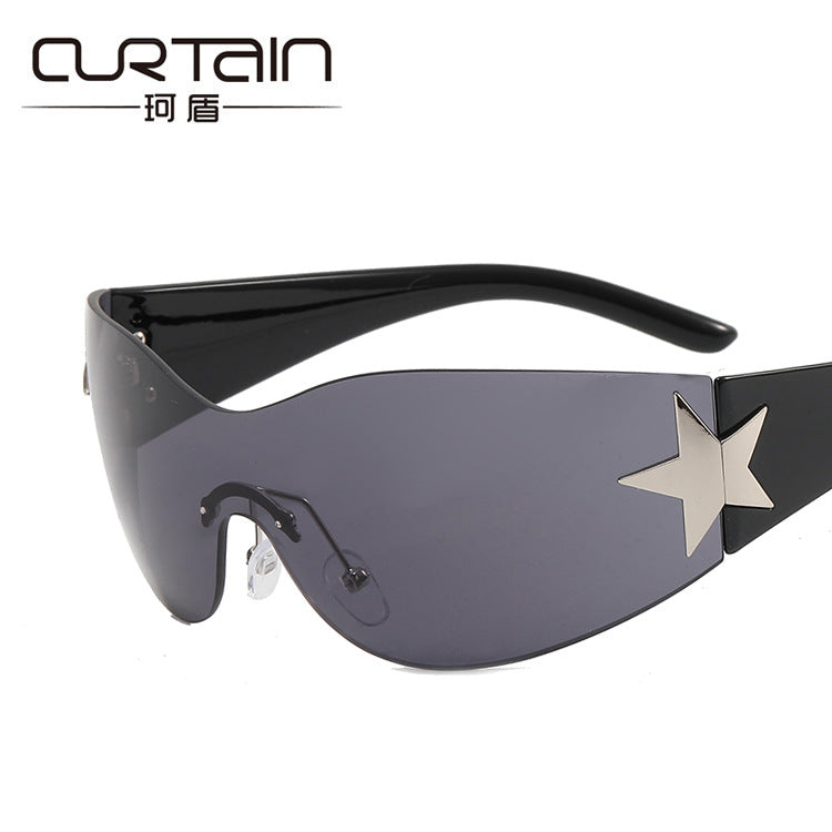 Frameless Five-pointed Star One-piece Aviator Sunglasses 2022 European And American