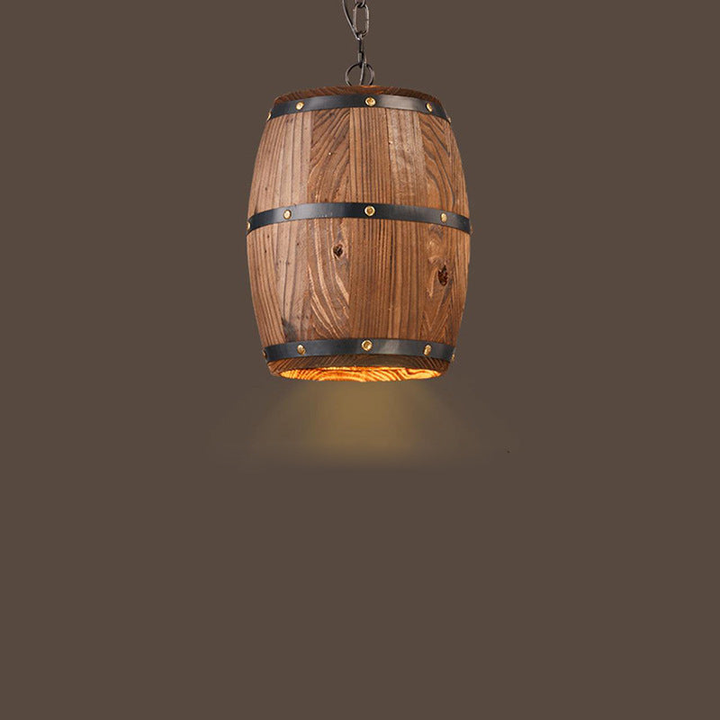 American Bar Chandelier Retro Barrel Solid Wood Lamp