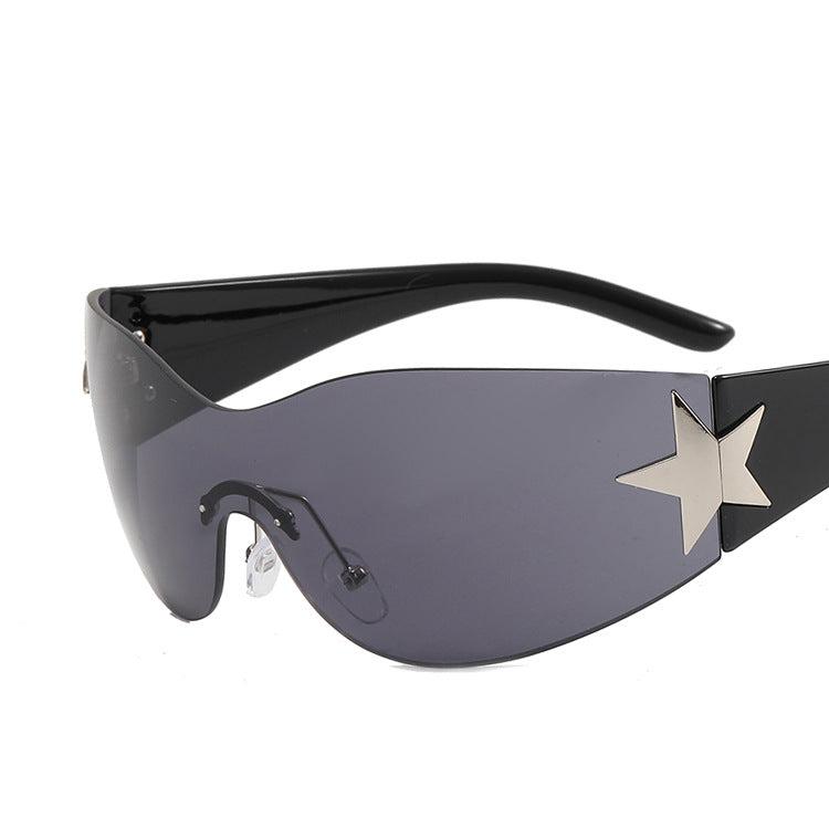 Frameless Five-pointed Star One-piece Aviator Sunglasses 2022 European And American