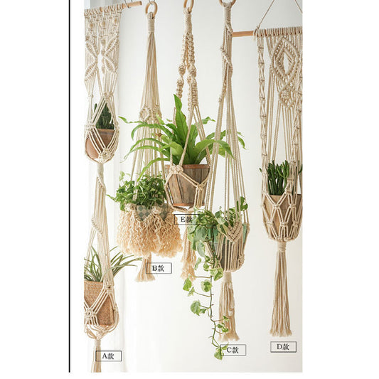 Bohemian Nordic Plant Basket Hanging Handwoven