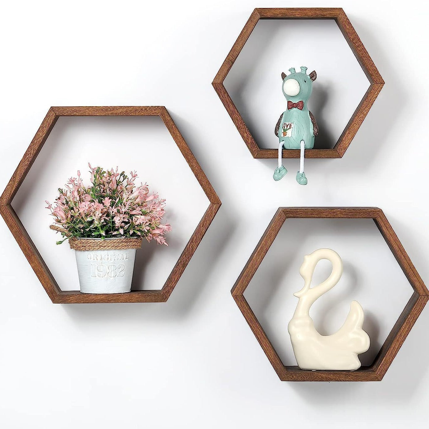 Hexagonal Wood Wall Storage Rack