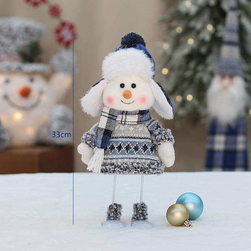 Christmas Blue Cloth Doll Ski Swing Snowman Decorative Window Ornaments