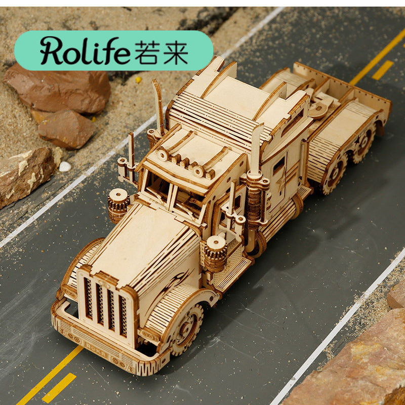 3D three-dimensional puzzle, wooden car model, steam train, truck, jeep,